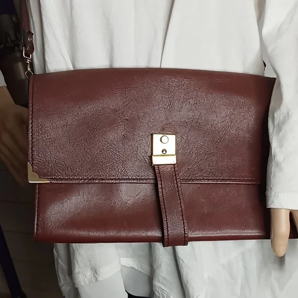 Vintage Passport/Document Leather Crossbody - Brown w/Brass Hardware